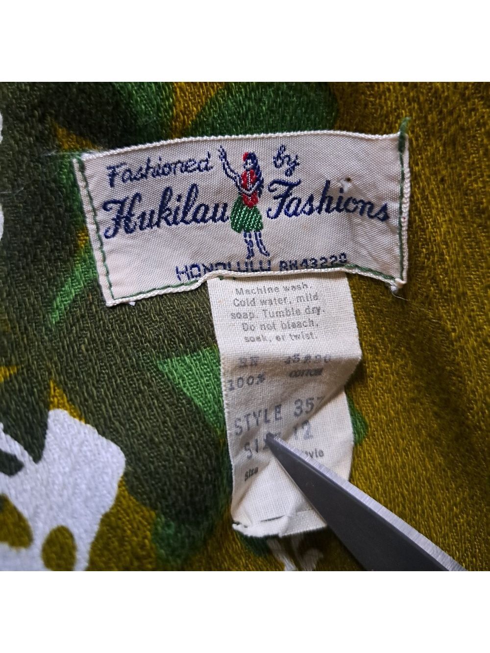 VTG HUKILAU Fashions Hawaiian maxi Dess Cotton Floral Short flutter Sleeves S-M - Picture 5 of 10
